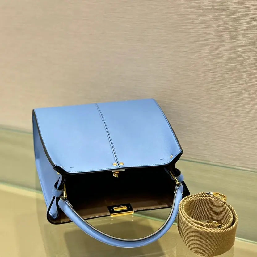 Boutique Quality || Fendi Peekaboo X-Lite Medium Bag in Blue Leather