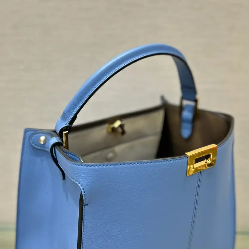 Boutique Quality || Fendi Peekaboo X-Lite Medium Bag in Blue Leather