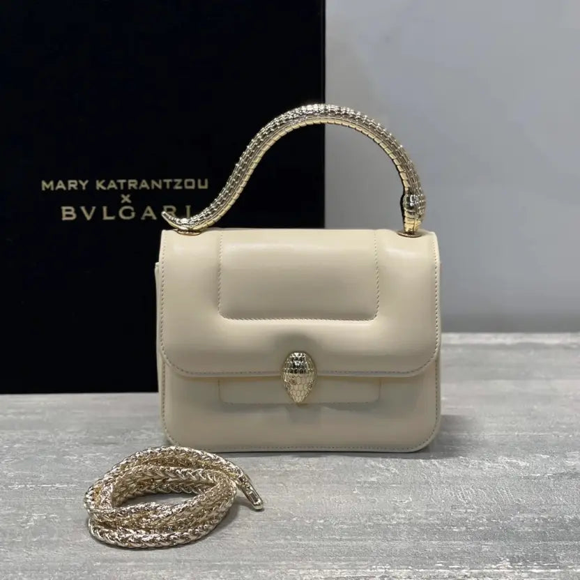 Boutique Level Quality || BVlgari SERPENTI Through the Eyes of Designers" Series White Handbag