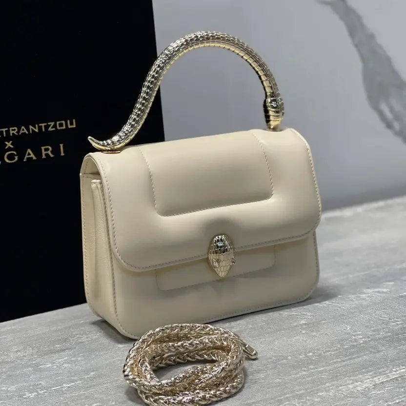 Boutique Level Quality || BVlgari SERPENTI Through the Eyes of Designers" Series White Handbag