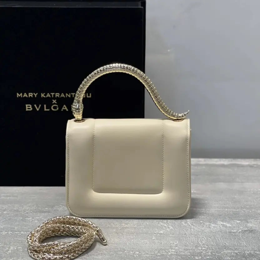 Boutique Level Quality || BVlgari SERPENTI Through the Eyes of Designers" Series White Handbag