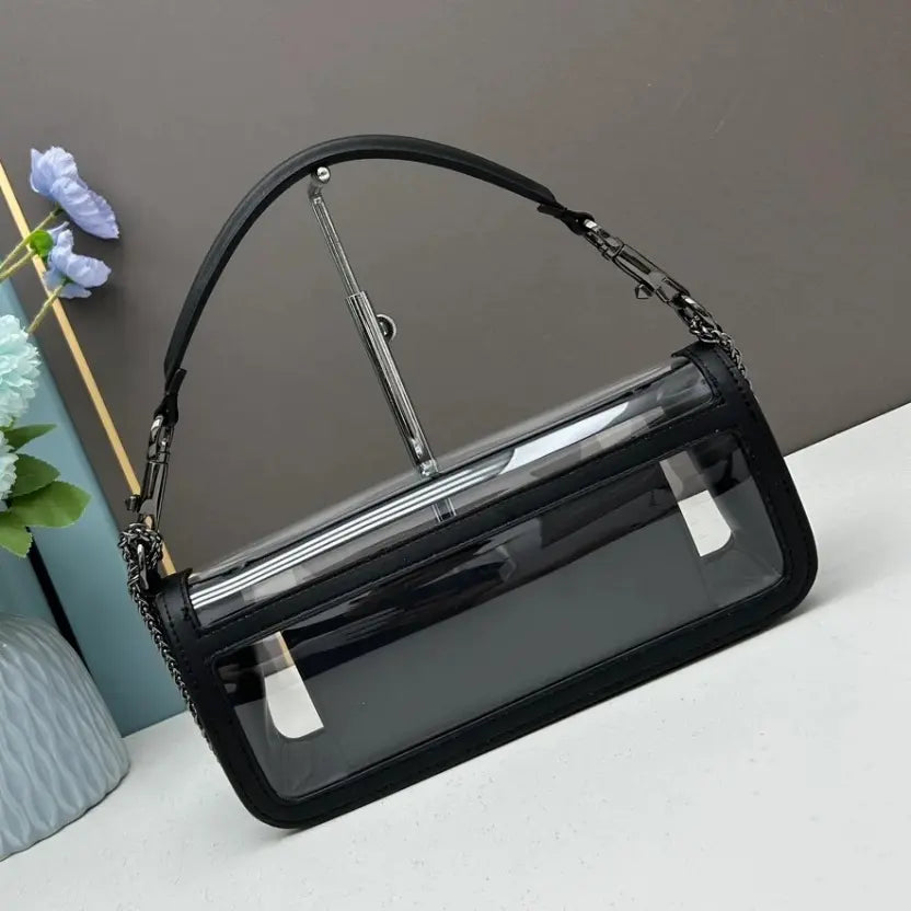 Boutique Level Quality || Valentino Garavani's Transparent Loco Handbag in Black