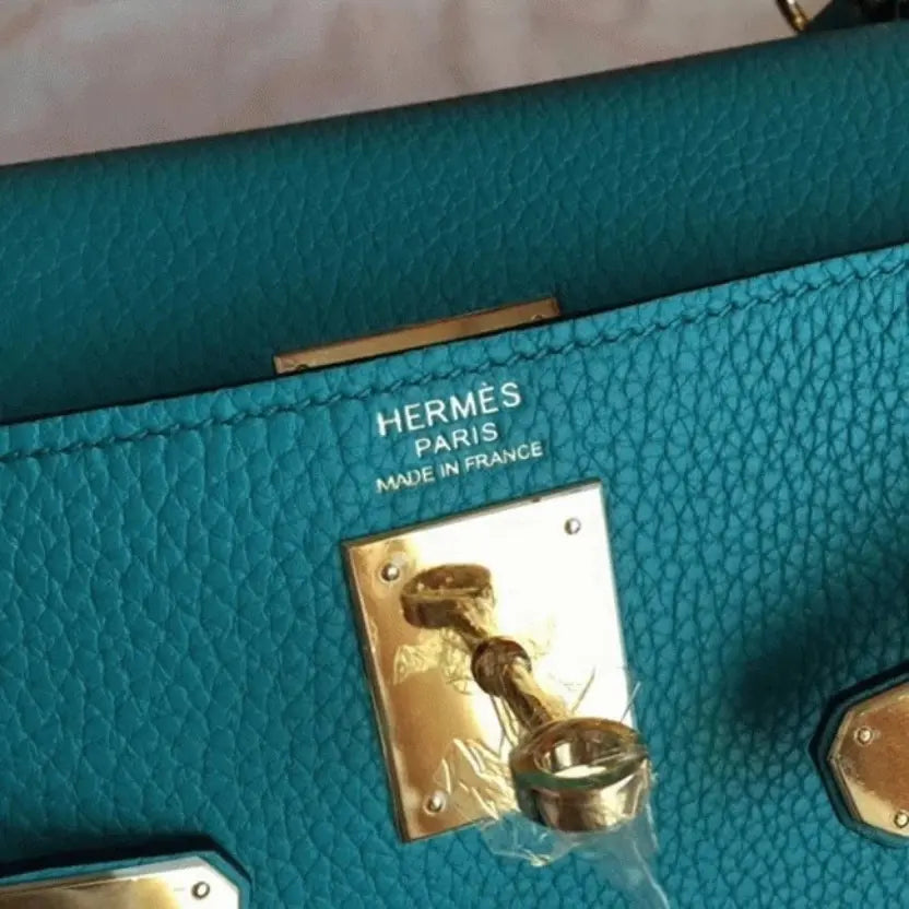 Boutique Quality || Blue Paon Clemence Hermes Kelly Retourne 32cm Handbag