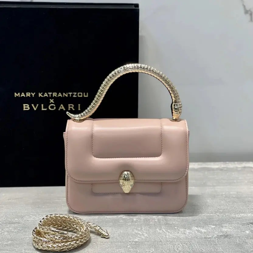 Boutique Level Quality || Bvlgari SERPENTI Through the Eyes of Designers" Series Beige Handbag