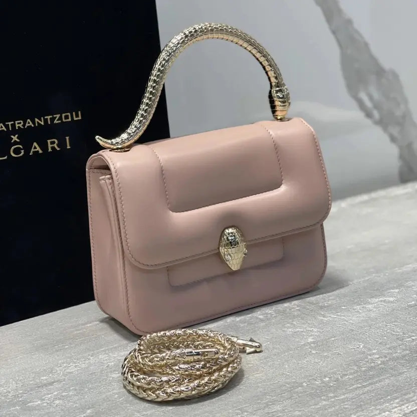 Boutique Level Quality || Bvlgari SERPENTI Through the Eyes of Designers" Series Beige Handbag
