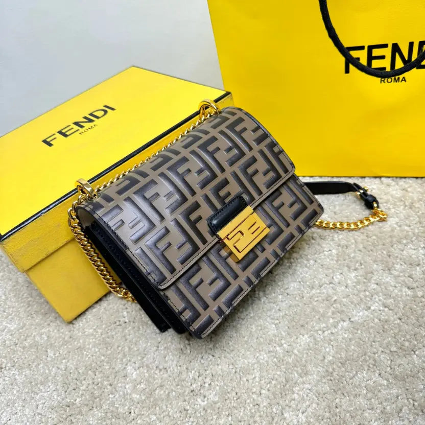 Boutique Quality || Fendi Small Kan U Shoulder Bag in Brown