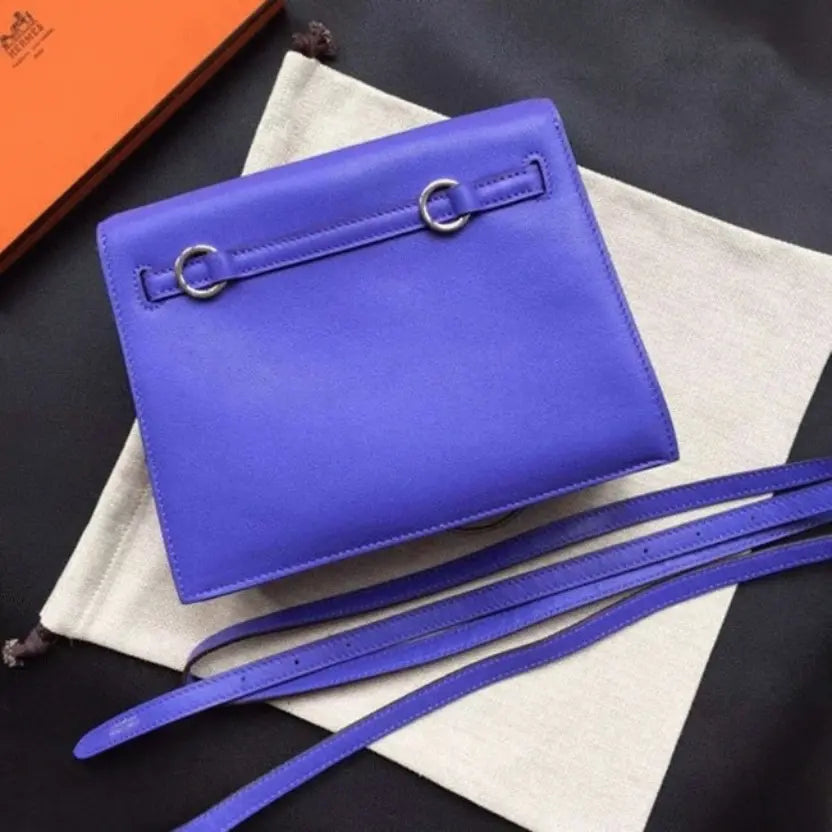 Boutique Quality || Blue Swift Leather Hermes Kelly Danse Shoulder Bag