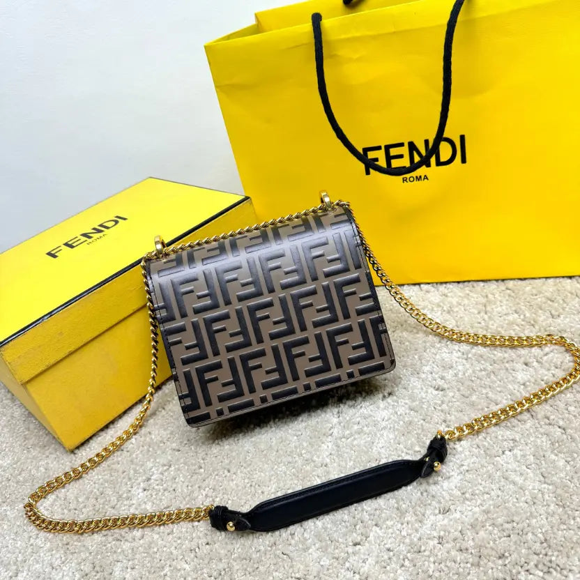 Boutique Quality || Fendi Small Kan U Shoulder Bag in Brown
