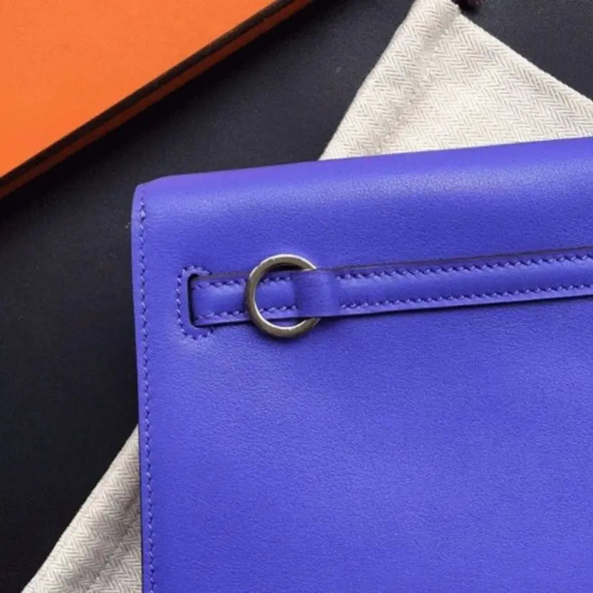 Boutique Quality || Blue Swift Leather Hermes Kelly Danse Shoulder Bag