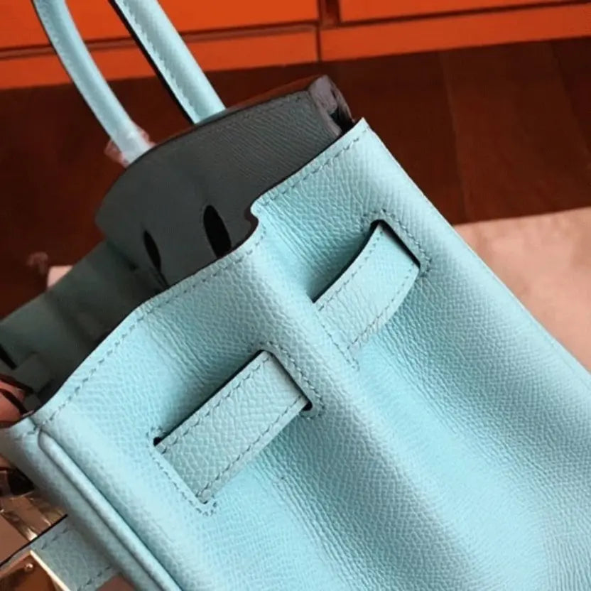 Boutique Quality || Blue Atoll Color Faux Designer Hermes Birkin 35cm Handbag