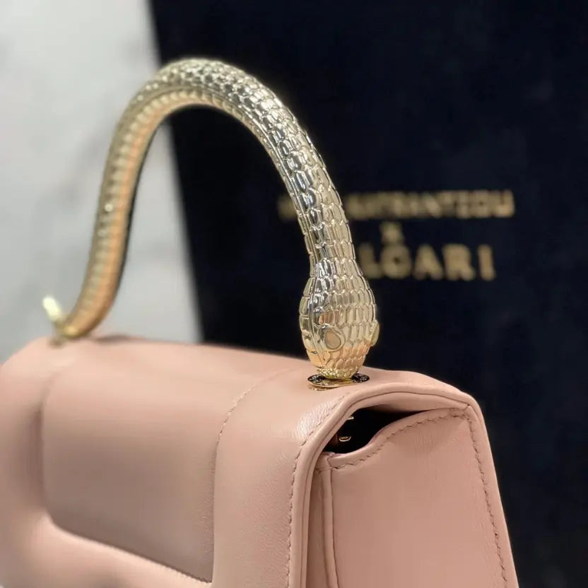 Boutique Level Quality || Bvlgari SERPENTI Through the Eyes of Designers" Series Beige Handbag