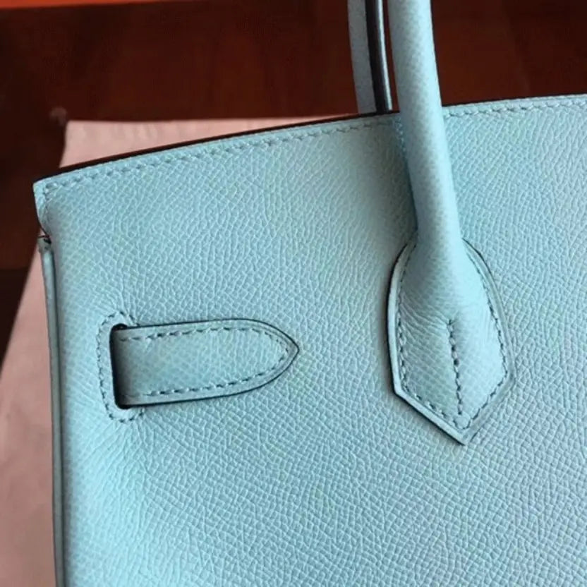 Boutique Quality || Blue Atoll Color Faux Designer Hermes Birkin 35cm Handbag