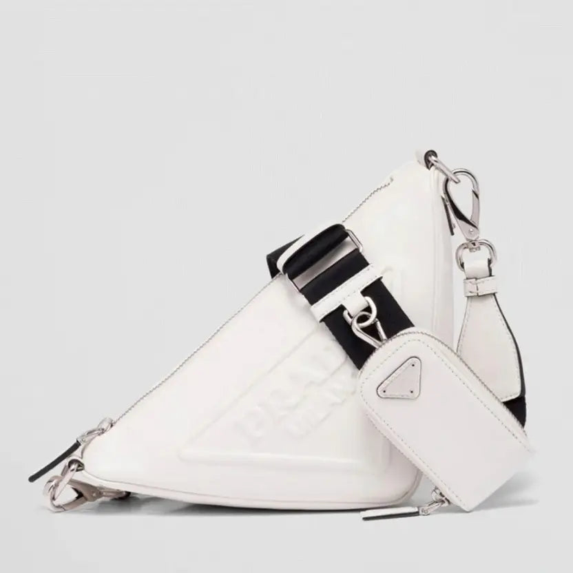 Boutique Quality || Prada Triangle Shoulder Bag in White