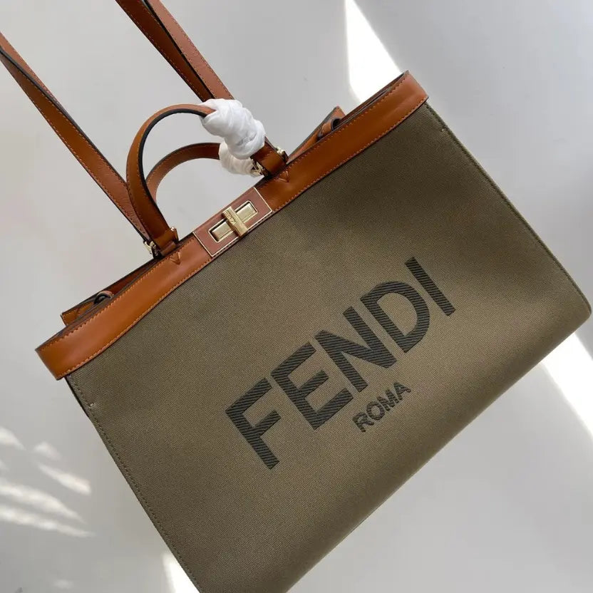 Boutique Quality || Fendi Peekaboo Canvas and Leather Tote/Shoulder Bag