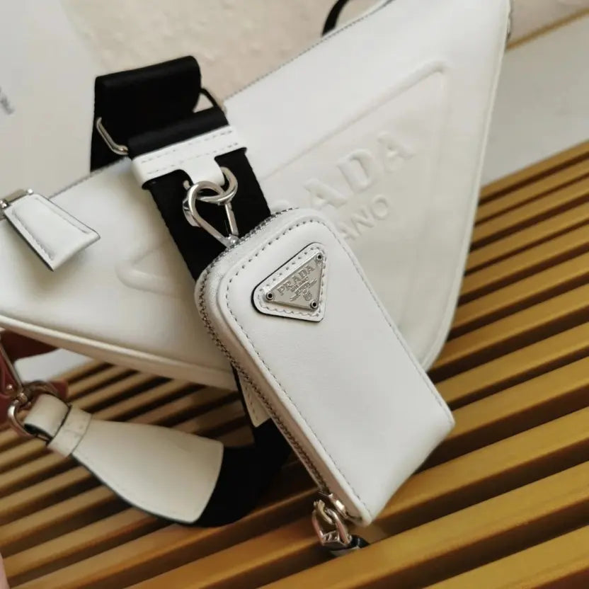 Boutique Quality || Prada Triangle Shoulder Bag in White