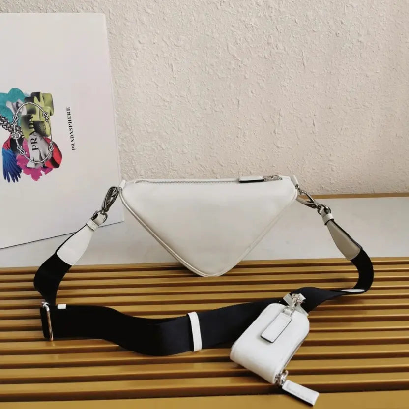 Boutique Quality || Prada Triangle Shoulder Bag in White