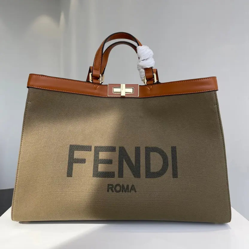 Boutique Quality || Fendi Peekaboo Canvas and Leather Tote/Shoulder Bag