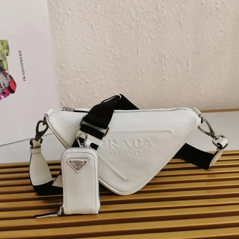 Boutique Quality || Prada Triangle Shoulder Bag in White