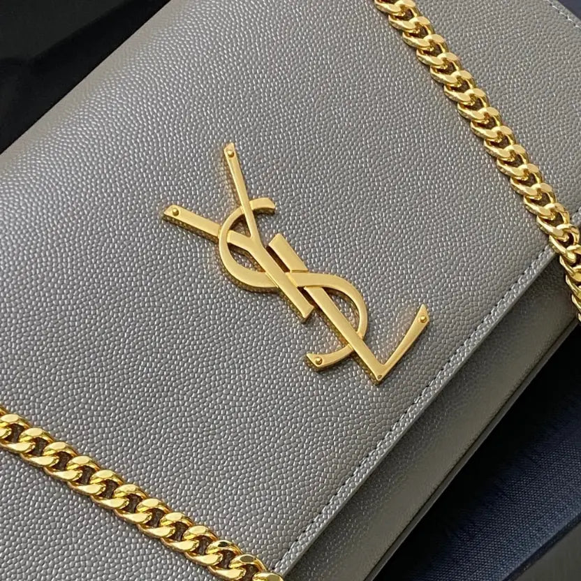 Boutique Quality || YSL Spherical Gray/Gold Kate Chain Crossbody Bag