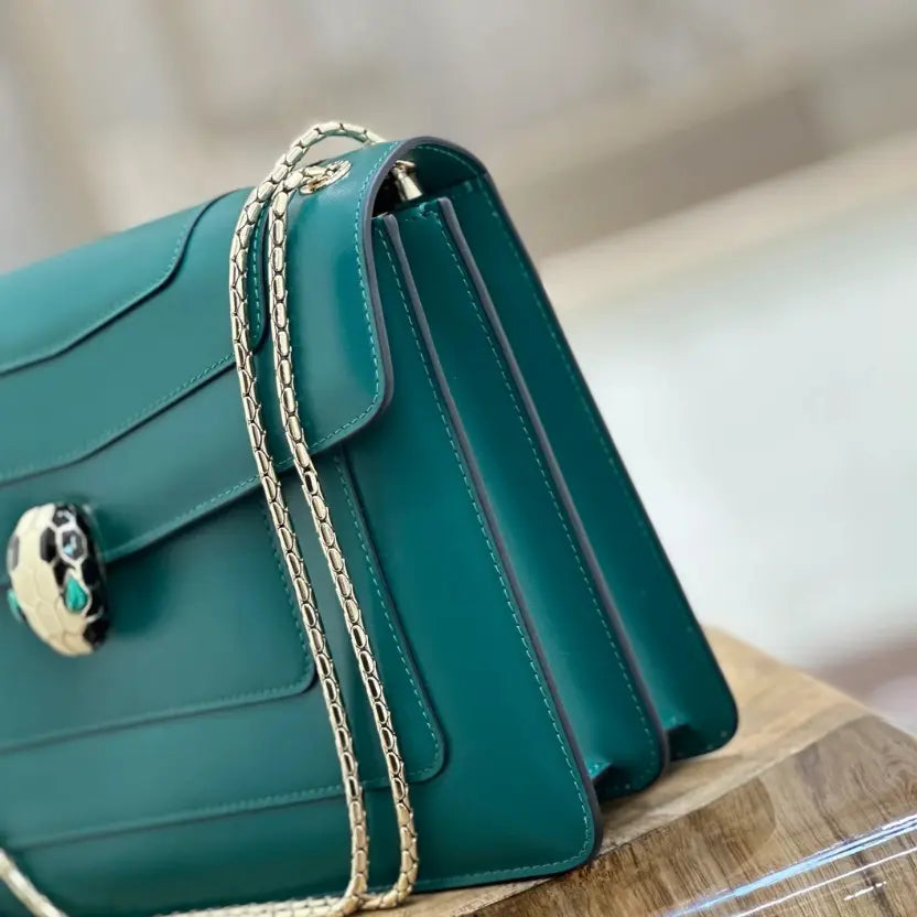 Boutique Level Quality || Bvlgari Serpenti Forever "Double" Flap Bag in Green