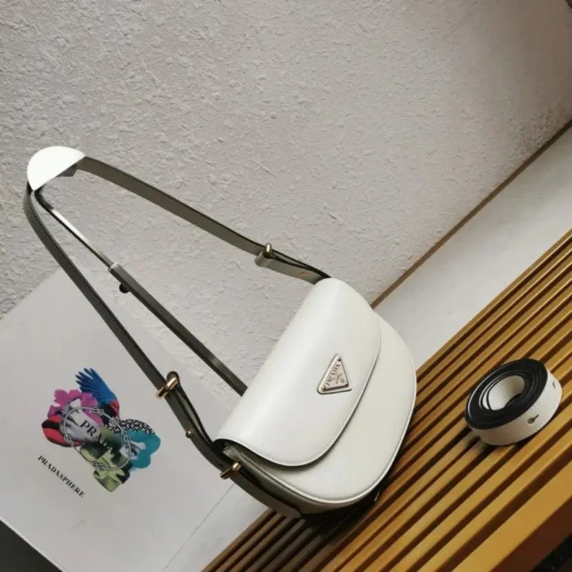 Boutique Quality || Prada Arque Shoulder Bag with Flap in White