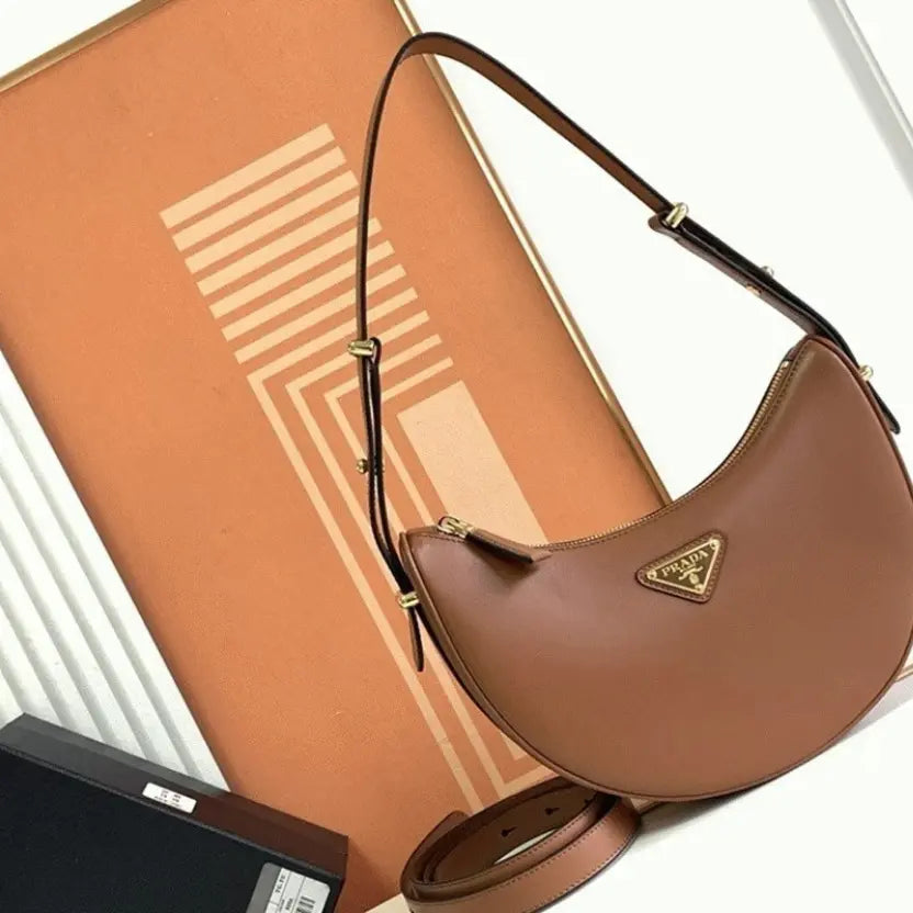 Boutique Quality || Prada Brown Arque Shoulder Bag