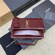 Boutique Quality || YSL Maroon lacquer/Antique gold , Leather Sunset Bag