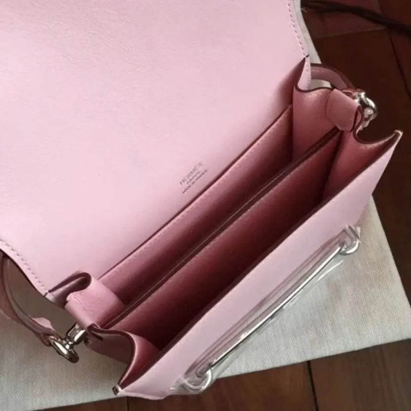 Boutique Quality || Rose dragee Hermes Mini Sac Roulis handbag