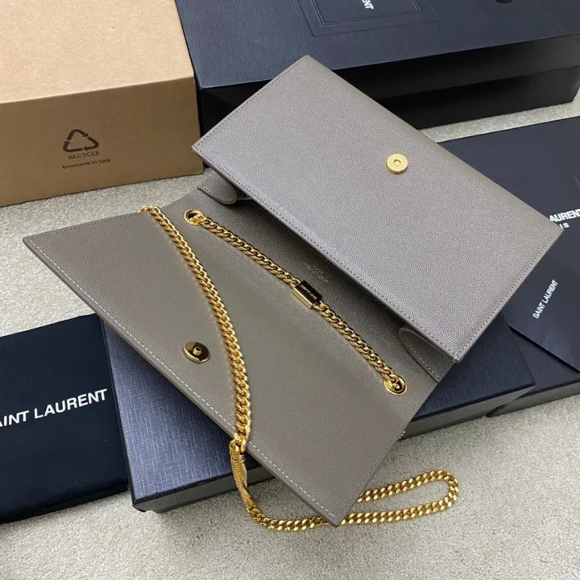 Boutique Quality || YSL Spherical Gray/Gold Kate Chain Crossbody Bag