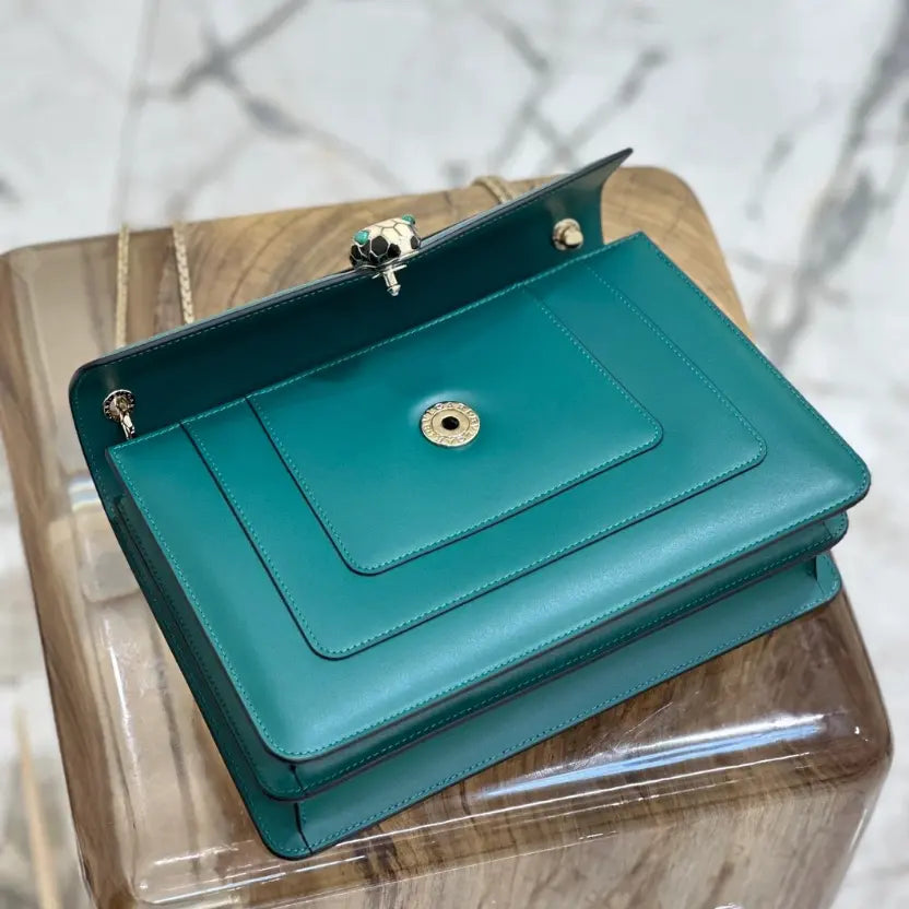 Boutique Level Quality || Bvlgari Serpenti Forever "Double" Flap Bag in Green