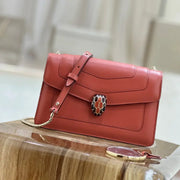 Boutique Level Quality || Bvlgari Serpenti Forever Crossbody Bag In Orange with Wine Red