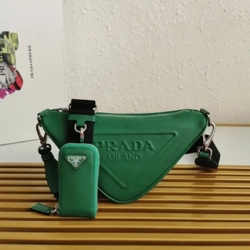 Boutique Quality || Prada Triangle Shoulder Bag Knockoff in Green