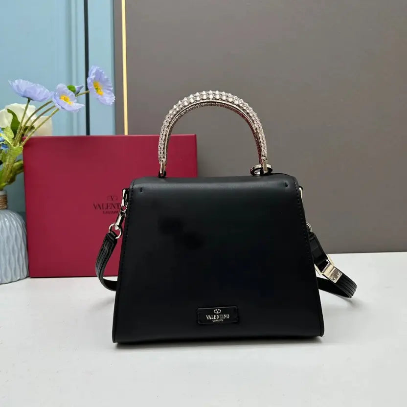 Boutique Level Quality || Valentino's New VSLING Small Crystal-Embellished Handbag in Black