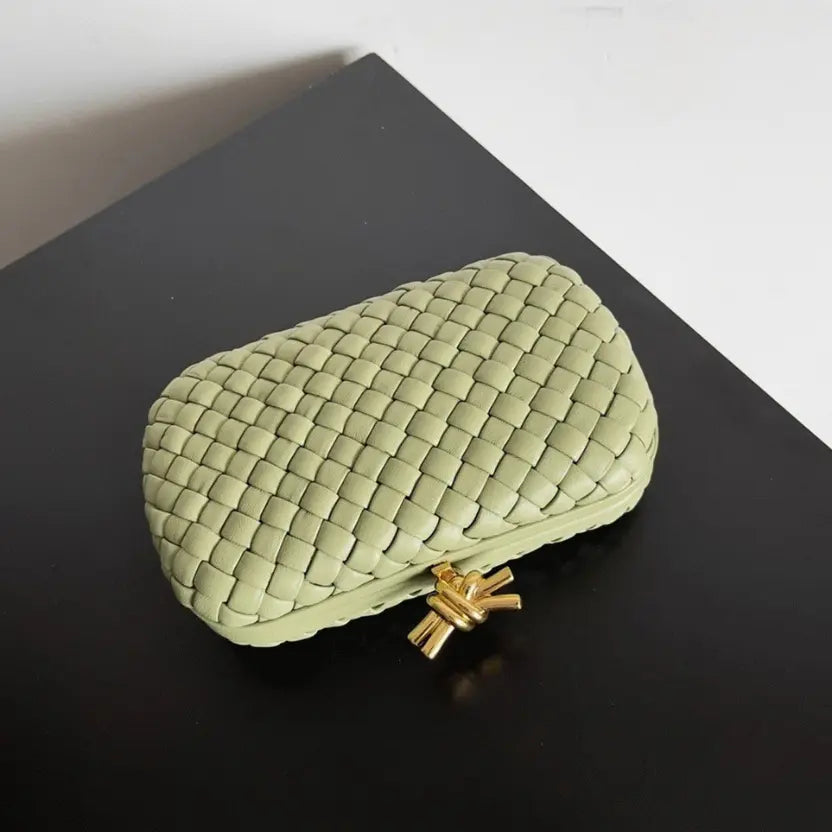 Boutique Quality || Bottega Veneta Knot Minaudiere Clutch Travertine