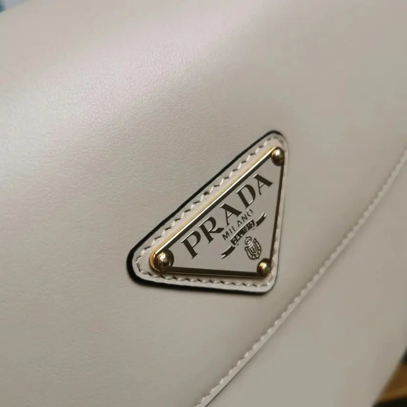 Boutique Quality || Prada Beige Arque Shoulder Bag with Flap Knockoff