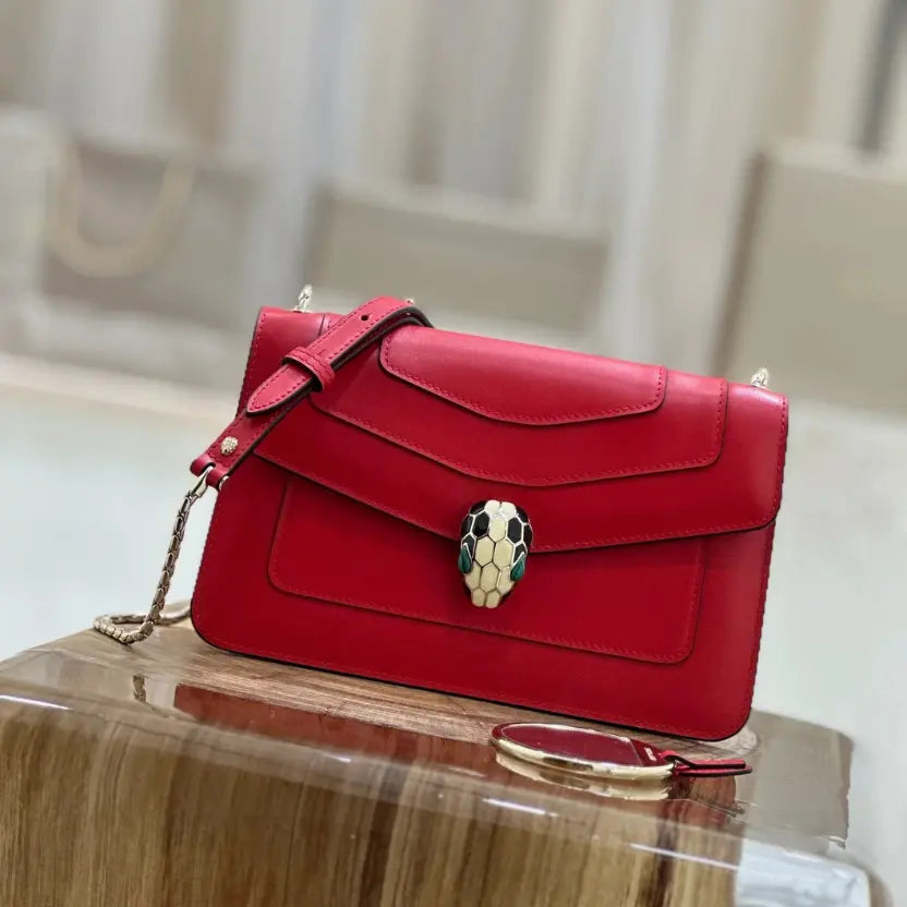 Boutique Level Quality || Bvlgari Serpenti Forever Crossbody Bag In Red