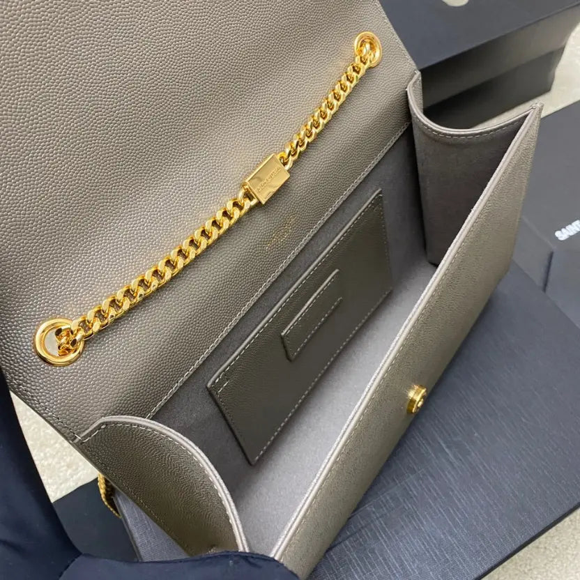 Boutique Quality || YSL Spherical Gray/Gold Kate Chain Crossbody Bag