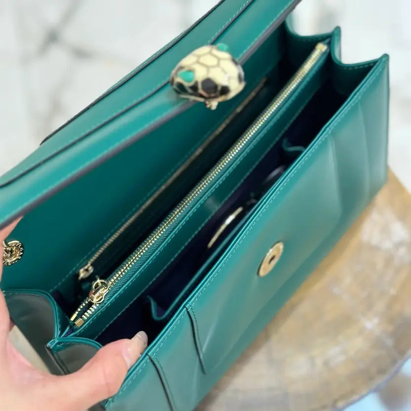 Boutique Level Quality || Bvlgari Serpenti Forever "Double" Flap Bag in Green
