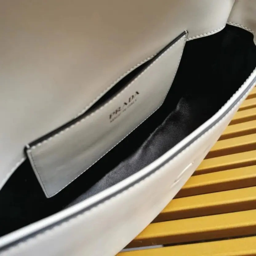 Boutique Quality || Prada Arque Shoulder Bag with Flap in White