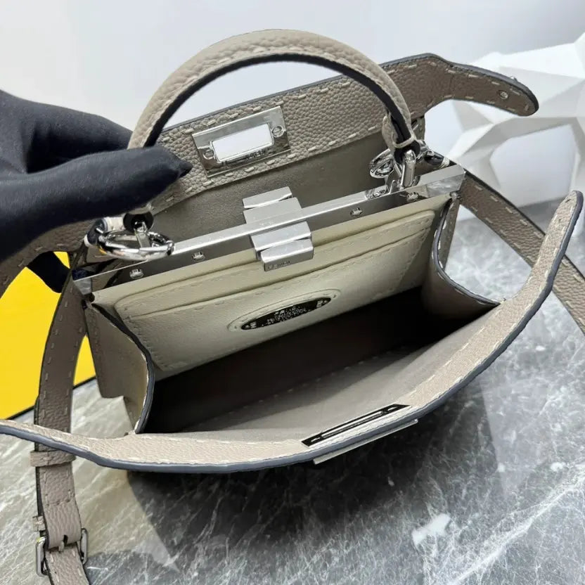 Boutique Quality || Peekaboo ISeeU Small Handbag in Pigeon Grey