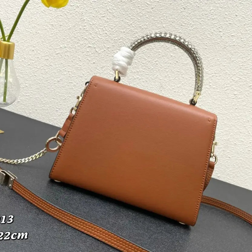 Boutique Level Quality || Valentino Small Crystal-Embellished Handbag in Brown