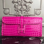 Boutique Quality || Rose Red Crocodile Leather Replica Hermes Jige Elan 29 Elegant Clutch