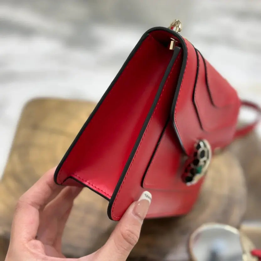 Boutique Level Quality || Bvlgari Serpenti Forever Crossbody Bag In Red