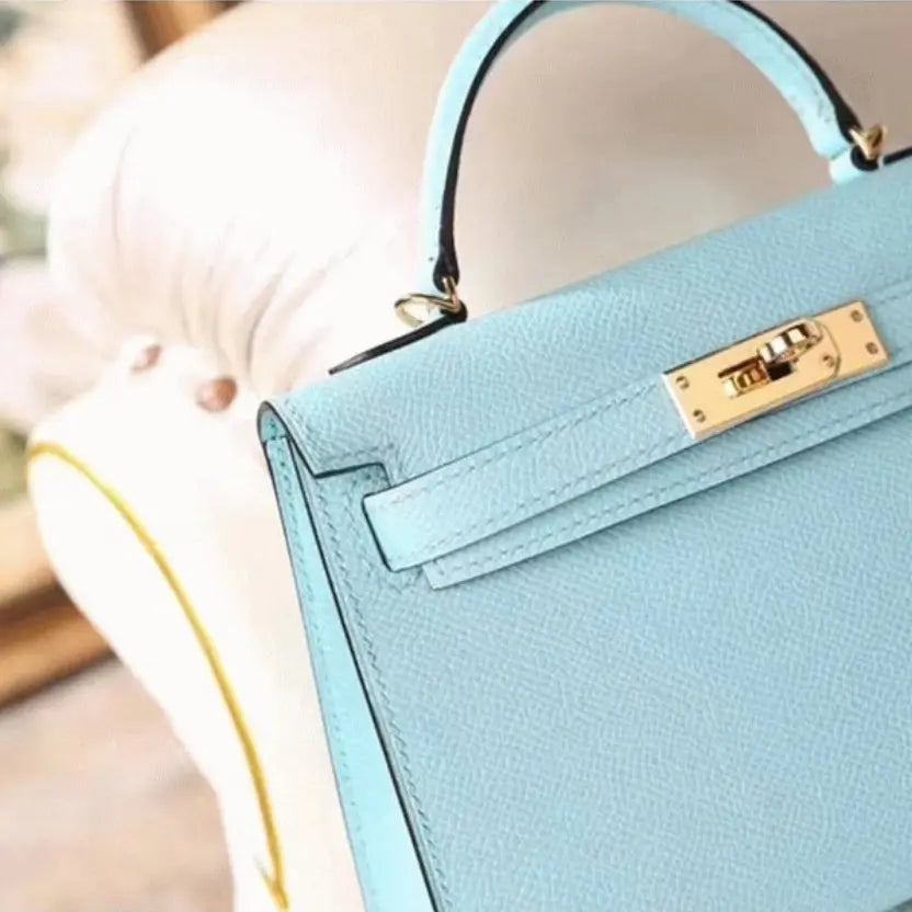 Boutique Quality || Blue Zephyr Epsom Designer Hermes Kelly 20cm Handbag