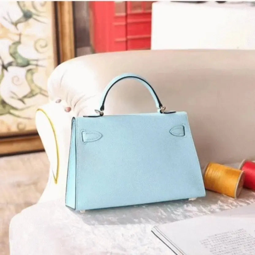 Boutique Quality || Blue Zephyr Epsom Designer Hermes Kelly 20cm Handbag