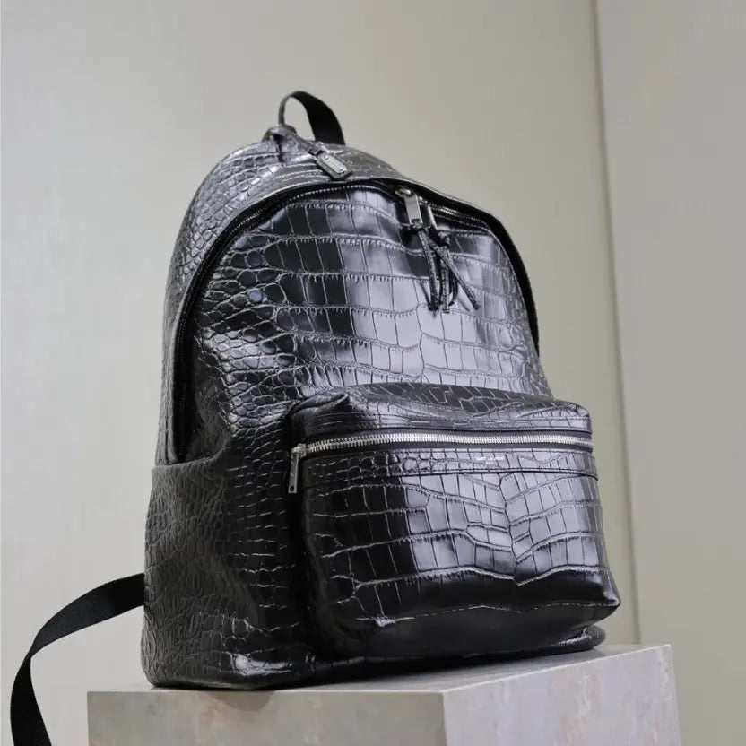 Boutique Quality || YSL Black Crocodile Pattern Backpack