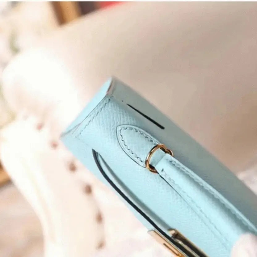 Boutique Quality || Blue Zephyr Epsom Designer Hermes Kelly 20cm Handbag