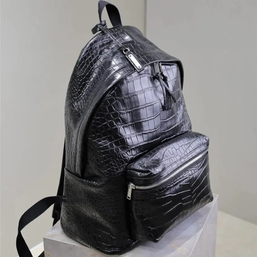 Boutique Quality || YSL Black Crocodile Pattern Backpack