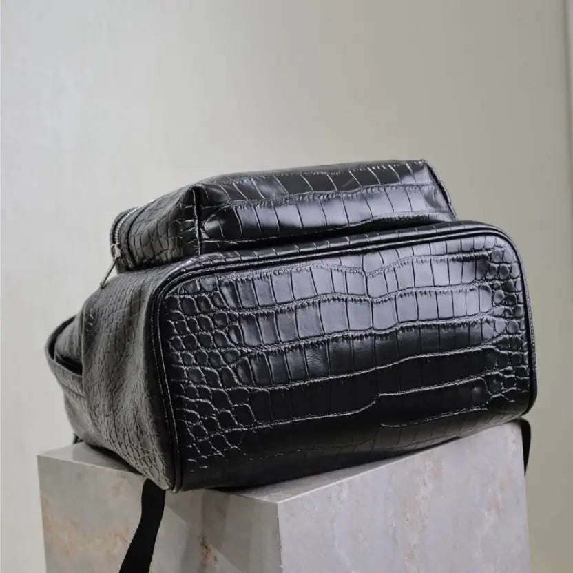 Boutique Quality || YSL Black Crocodile Pattern Backpack