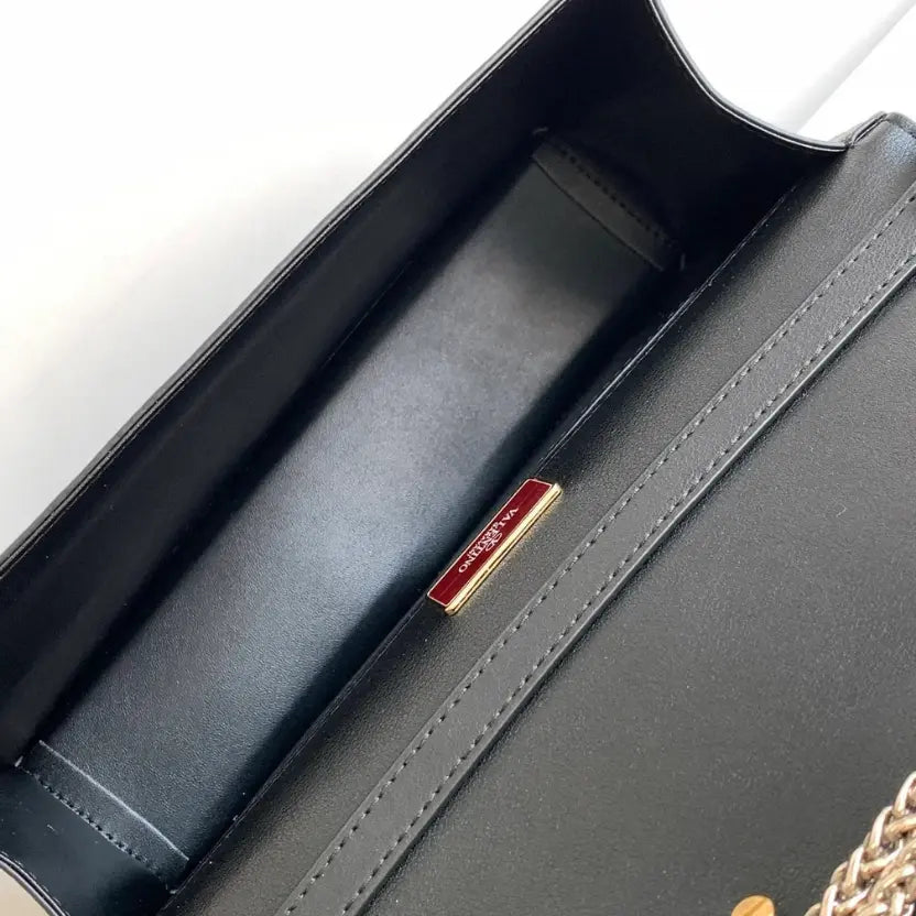 Boutique Level Quality || Valentino Loco Handbag with 3D flower Appliqué and VLogo in Black